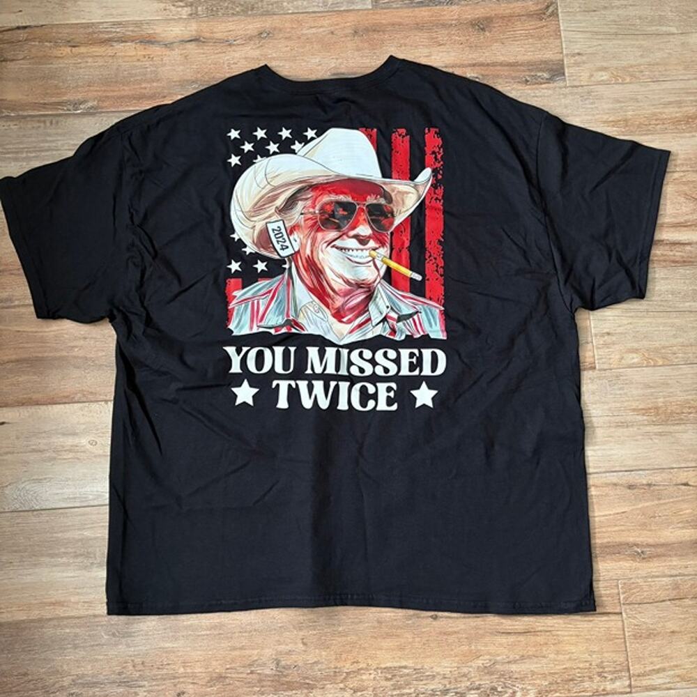 Trump Parody “You Missed Twice” T-Shirt Black 3XL Never Worn